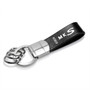 Lincoln MKS Black Leather Stripe Round Hook Metal Key Chain