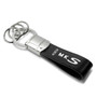 Lincoln MKS Black Leather Stripe Round Hook Metal Key Chain