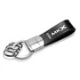 Lincoln MKX Black Leather Stripe Round Hook Metal Key Chain
