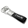 Lincoln MKX Black Leather Stripe Round Hook Metal Key Chain