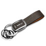 Lincoln MKC Black Nickel with Brown Leather Stripe Key Chain