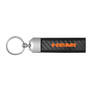 HEMI Logo Real Carbon Fiber Leather Key Chain with Black Stitching, Challenger, Charger, R/T, Made in USA