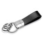 HEMI Logo Black Real Leather Stripe Chrome Round Hook Metal Key Chain