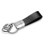 HEMI Powered Black Real Leather Stripe Chrome Round Hook Metal Key Chain