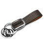 HEMI Logo Black Nickel with Brown Leather Stripe Premium Key Chain by iPick Image, Made in USA