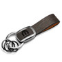 Mopar Logo Black Nickel with Brown Leather Stripe Premium Key Chain by iPick Image, Made in USA