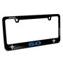 Ford Mustang GT 5.0 in Blue Dual Logos Black Metal License Plate Frame Made in USA