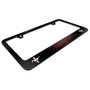 Ford Mustang Script in Red Dual Logos Black Metal License Plate Frame Made in USA