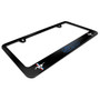 Ford Mustang GT 5.0 Outline in Blue Dual Logos Black Metal License Plate Frame