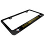 Ford Mustang Outline in Yellow Dual Logos Black Metal License Plate Frame