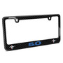 Ford Mustang GT 5.0 in Blue Dual Logo Real Black Carbon Fiber Finish License Plate Frame by iPick Image, Made in USA