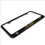 Ford Mustang Script in Yellow Dual Logo Real Black Carbon Fiber Finish License Plate Frame by iPick Image, Made in USA