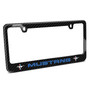 Ford Mustang in Blue Dual Logo Real Black Carbon Fiber Finish License Plate Frame by iPick Image, Made in USA