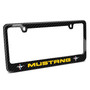 Ford Mustang in Yellow Dual Logo Real Black Carbon Fiber Finish License Plate Frame by iPick Image, Made in USA