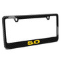 Ford Mustang 5.0 in Yellow Real Black Carbon Fiber Finish License Plate Frame by iPick Image, Made in USA