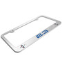 Ford Mustang 2.3L Eco-Boost in Blue Dual Logo Mirror Chrome Metal License Plate Frame, Made in USA