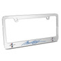 Ford Mustang Script in Blue Dual Logos Mirror Chrome Metal License Plate Frame