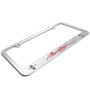 Ford Mustang Script in Red Dual Logos Mirror Chrome Metal License Plate Frame