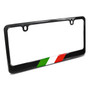 Real Black Carbon Fiber Italy Flag in Sports Stripe License Plate Frame