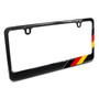 Real Black Carbon Fiber German Flag Off-center in Sports Stripe License Plate Frame