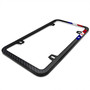 Slim Real Black Carbon Fiber USA Amercan Flag Off-center in Sports Stripe License Plate Frame