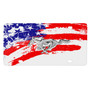 Ford Mustang 3D Chrome Pony Logo USA American Flag White Acrylic License Plate by iPick Image, Made in USA