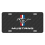 Ford Mustang Tri-Bar Logo Black Carbon Fiber Texture Graphic UV Metal License Plate, Made in USA