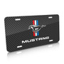 Ford Mustang Tri-Bar Logo Black Carbon Fiber Texture Graphic UV Metal License Plate, Made in USA