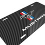 Ford Mustang Tri-Bar Logo Black Carbon Fiber Texture Graphic UV Metal License Plate, Made in USA