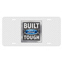 Ford Built Ford Tough White Carbon Fiber Texture Graphic UV Metal License Plate, Made in USA