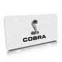 Ford Mustang Cobra White Carbon Fiber Texture Graphic UV Metal License Plate, Made in USA