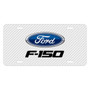 Ford F-150 2009 to 2014 White Carbon Fiber Texture Graphic UV Metal License Plate, Made in USA
