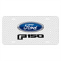 Ford F-150 2015 to 2017 White Carbon Fiber Texture Graphic UV Metal License Plate, Made in USA