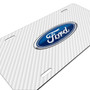 Ford Logo White Carbon Fiber Texture Graphic UV Metal License Plate, Made in USA