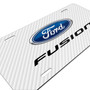 Ford Fusion White Carbon Fiber Texture Graphic UV Metal License Plate, Made in USA