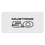 Ford Mustang 5.0 White Carbon Fiber Texture Graphic UV Metal License Plate, Made in USA