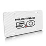 Ford Mustang 5.0 White Carbon Fiber Texture Graphic UV Metal License Plate, Made in USA