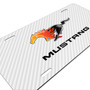 Ford Mustang Flame Pony White Carbon Fiber Texture Graphic UV Metal License Plate, Made in USA
