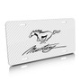 Ford Mustang Script White Carbon Fiber Texture Graphic UV Metal License Plate, Made in USA