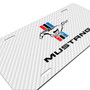 Ford Mustang Tri-Bar Logo White Carbon Fiber Texture Graphic UV Metal License Plate, Made in USA