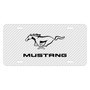 Ford Mustang Pony White Carbon Fiber Texture Graphic UV Metal License Plate, Made in USA