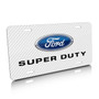 Ford Super-Duty White Carbon Fiber Texture Graphic UV Metal License Plate, Made in USA