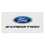 Ford Expedition White Carbon Fiber Texture Graphic UV Metal License Plate, Made in USA