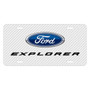 Ford Explorer White Carbon Fiber Texture Graphic UV Metal License Plate, Made in USA