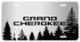 Jeep Grand Cherokee Forrest Sillhouette Graphic Brush Aluminum License Plate