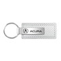 Acura Logo White Carbon Fiber Texture Leather Key Chain