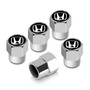 Honda Logo Chrome ABS Black Top 5 Tire Stem Valve Caps