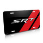 SRT Carbon Fiber Look Red Stripe Graphic Aluminum License Plate for Dodge Jeep Chrysler