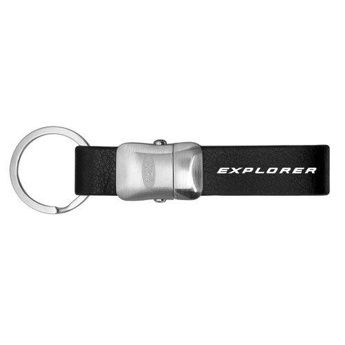 Ford Explorer Genuine Black Leather Stripe Detachable Key Chain - Car ...