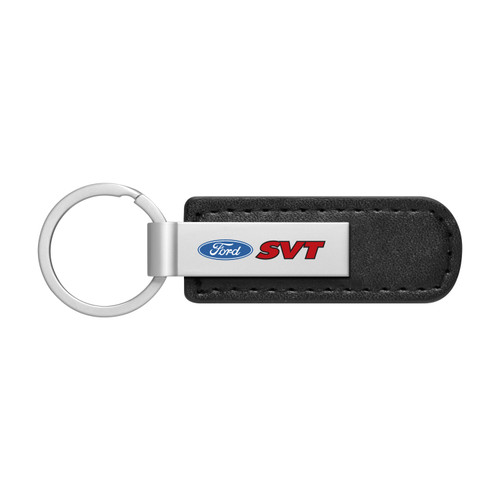 Ford SVT Silver Metal Black PU Leather Strap Key Chain Car Beyond Store